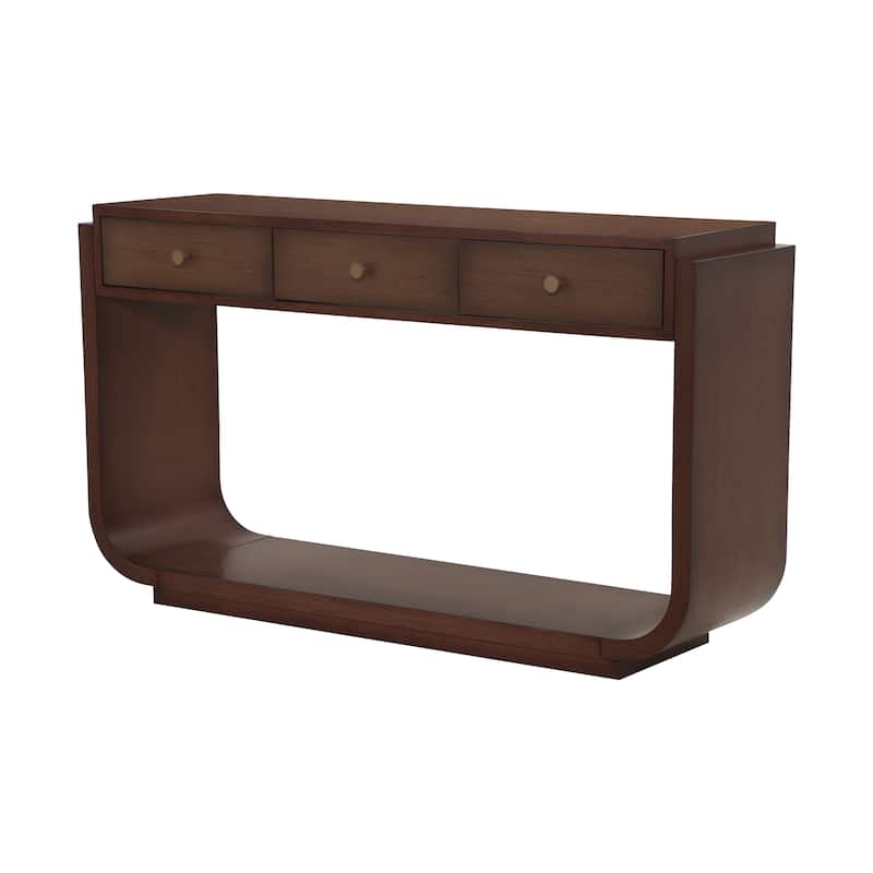 Christopher Knight Home - Alderwood Paulownia Veneer 3 Drawers Console Table with Curved Legs and Ample Storage