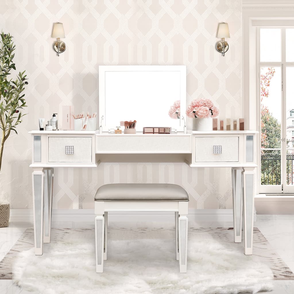 Mirrored Vanities Desk with Drawers
