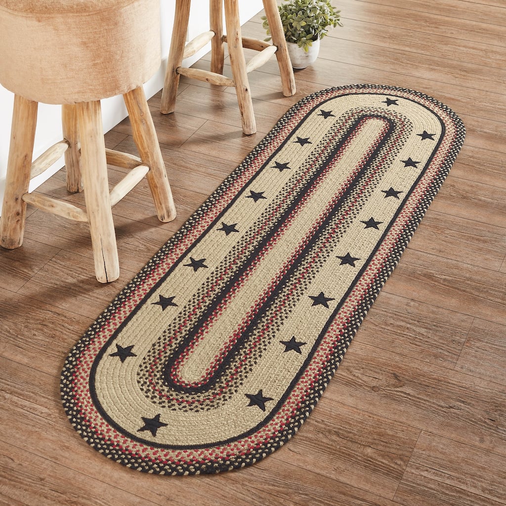 Colonial Star Jute Rug/Runner Oval w/ Pad 22x72 - 2' x 6' Runner