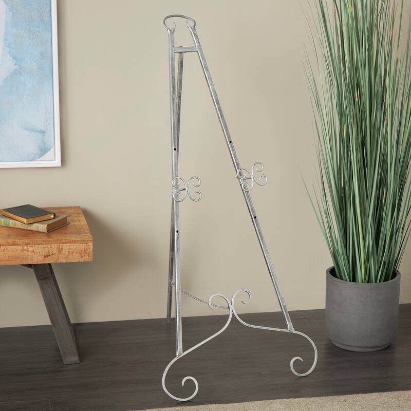 Silver or Gold Metal Traditional Easel with Chain Support - 22 x 21 x 46