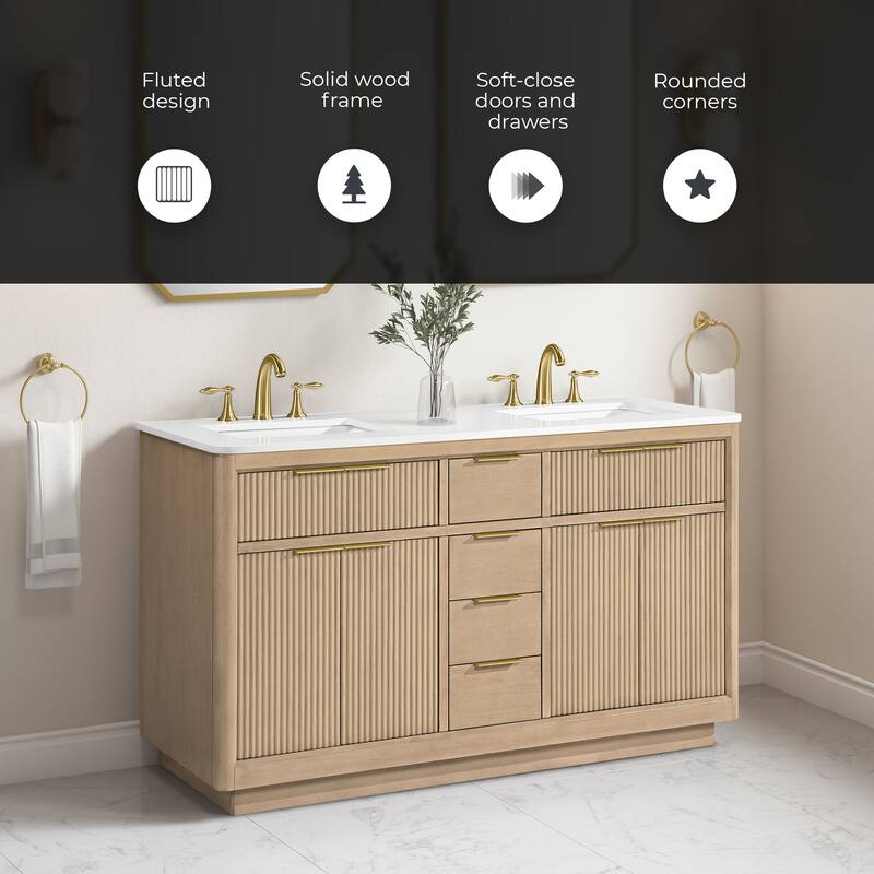 OVE Xander Bathroom Vanity with White Engineered Stone Top