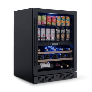 Newair Wine and Beverage Splitshelf Refrigerator, 24 Bottles and 100 Cans, Splitshelf Built-in Counter or Freestanding Fridge
