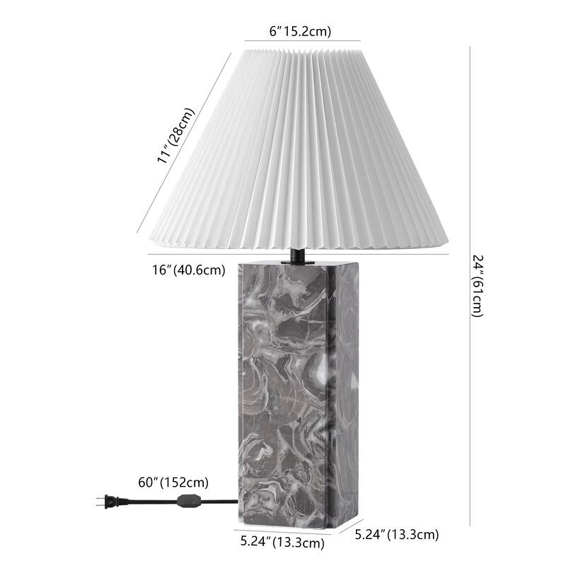 SAFAVIEH Couture Mackenzie Square Marble Table Lamp - 16"W x 16"D x 25"H