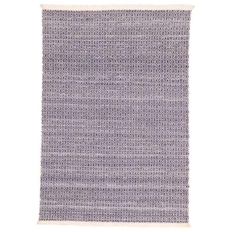 ECARPETGALLERY Flat-Weave Nevada Navy Wool Kilim - 5'1 x 7'4