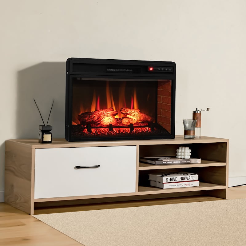 Gymax 1400W 26 Inch Electric Fireplace Insert 4777 BTU Recessed