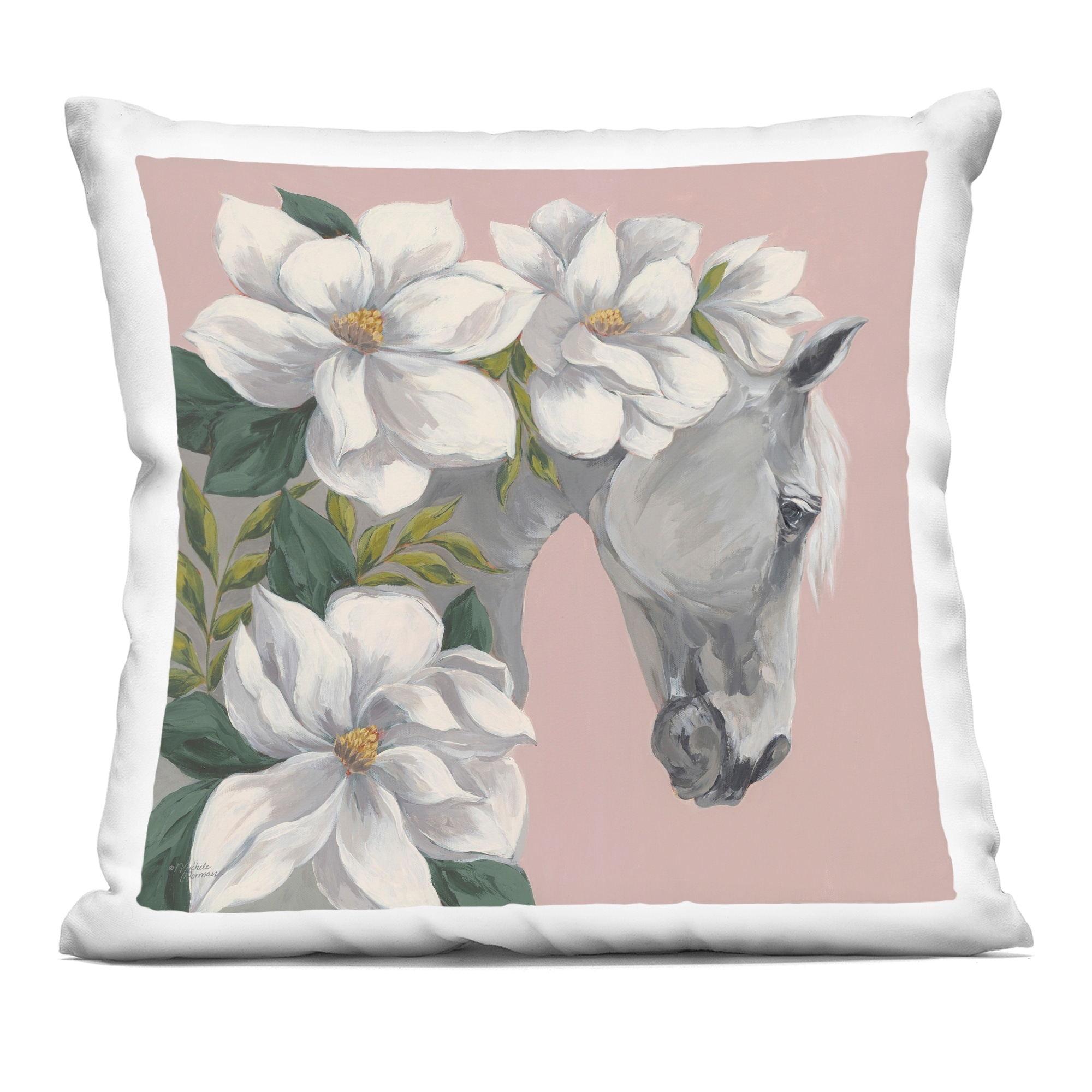 Stupell Sweet Maggie Floral Horse Decorative Printed Throw Pillow Design by Michele Norman