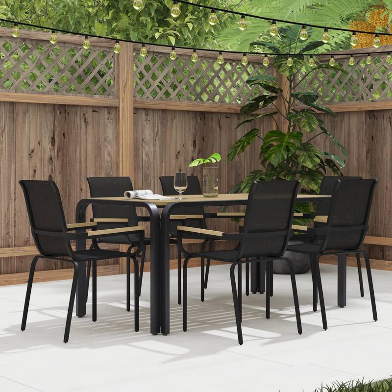 Finn 7-Piece Outdoor Rectangle Table and 6 Chair Set by Homestyles