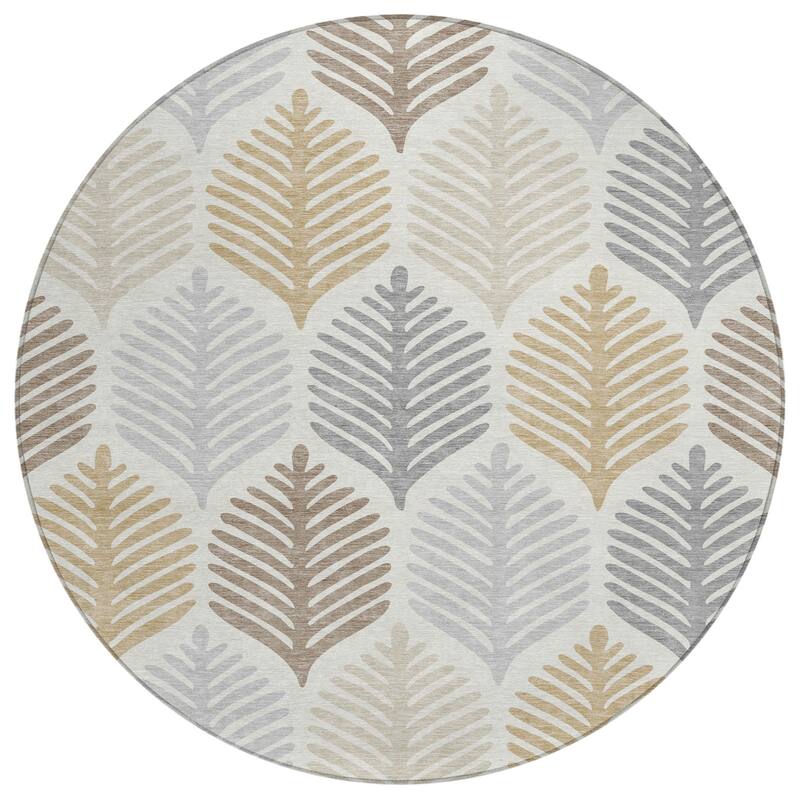 Machine Washable Indoor/ Outdoor Modern Fern Chantille Rug