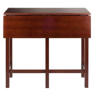 39.25" walnut brown wooden drop leaf high table