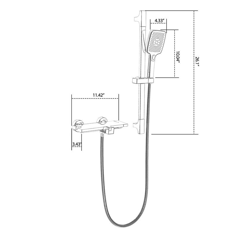 Wall Mount Tub Faucet with Hand Shower Brass Waterfall Tub Filler with Slide Bar Bahttub Faucetwith Valve