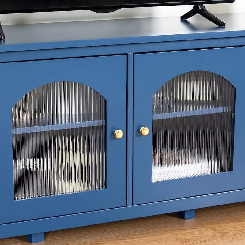 71" Modern TV Stand with Glass Door and Metal Handle