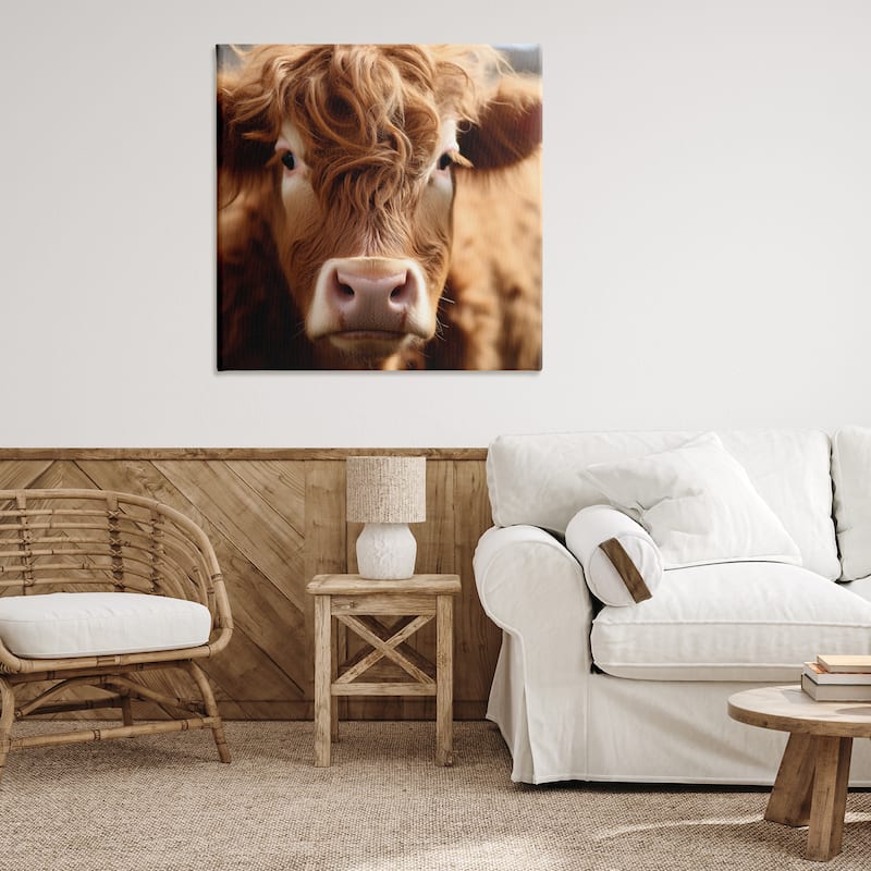 Stupell Close Up Furry Cow Portrait Canvas Wall Art Design By Heidi Kuntz