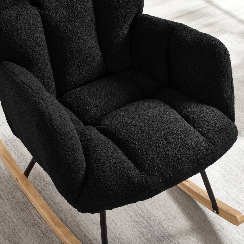 Anmytek Comfy Tufted Teddy Fabric Glider Rocking Chair