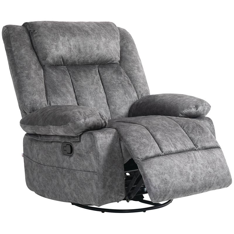 Swivel Rocker Recliner Chair for Living Room, Fabric Reclining Chair for Nursery, Rocking Chair with Footrest, Side Pockets