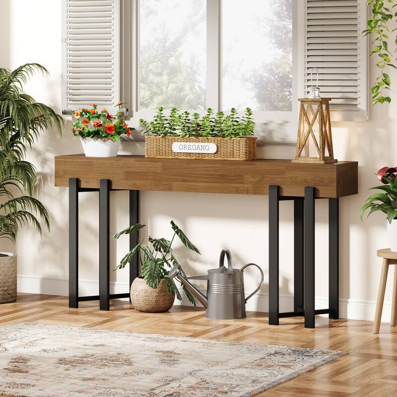 Farmhouse Wooden/ Metal Console Table for Living Room Entryway
