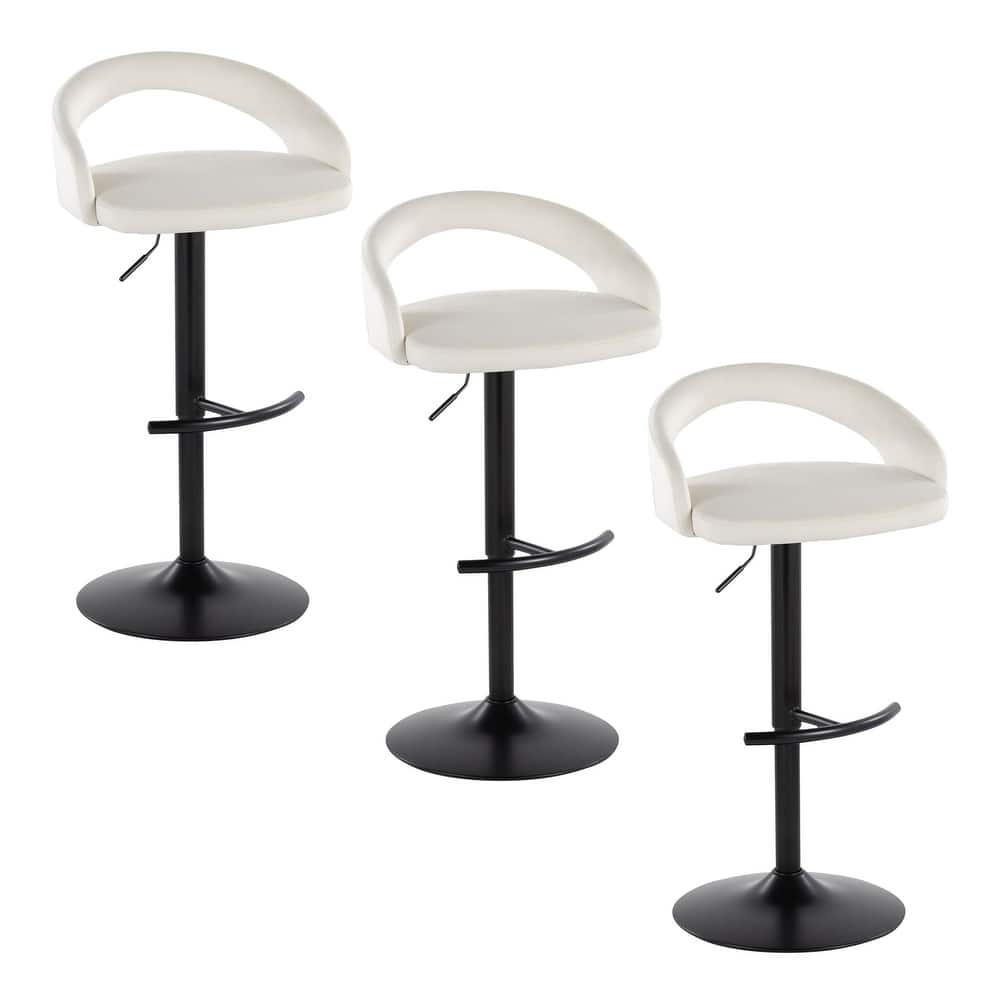 Grotto Upholstered Adjustable Barstool with Black Metal - Set Of 3