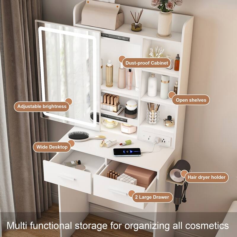 Small Makeup Vanity Desk with Mirror
