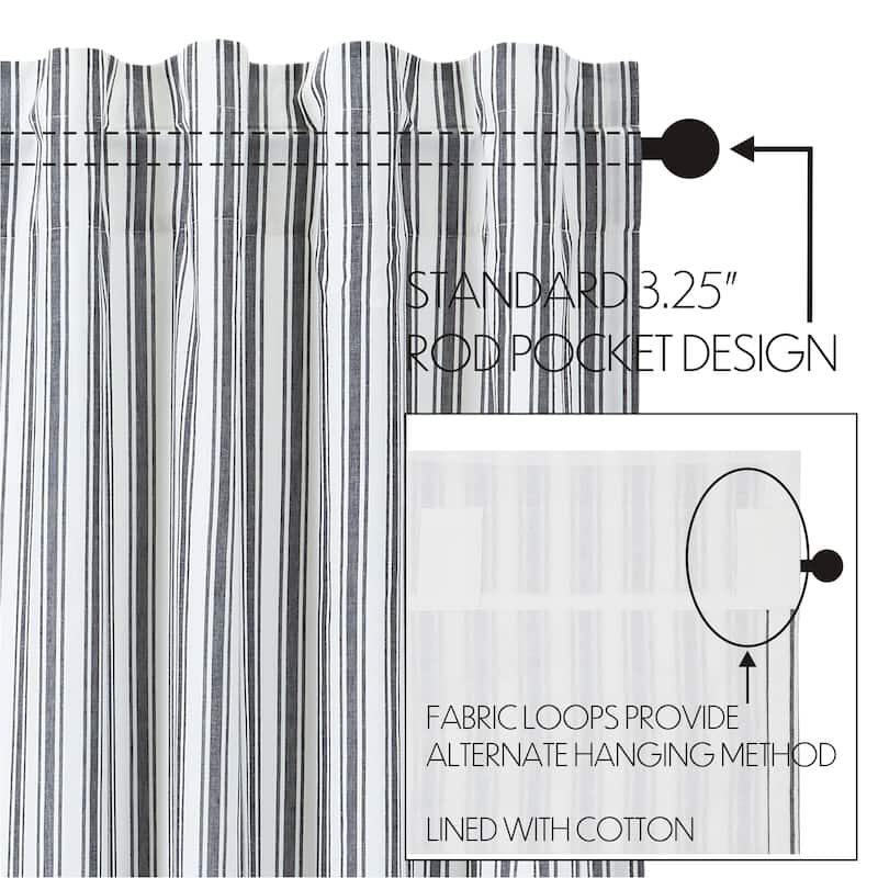 Sawyer Mill Black Ticking Stripe Swag Set of 2 36x36x16 - M