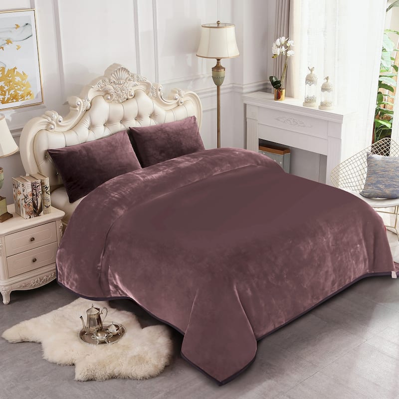 Luxury Heavy Thick Plush Blanket 2 Ply A&B Disign For Winter 79"x91" 9 lbs