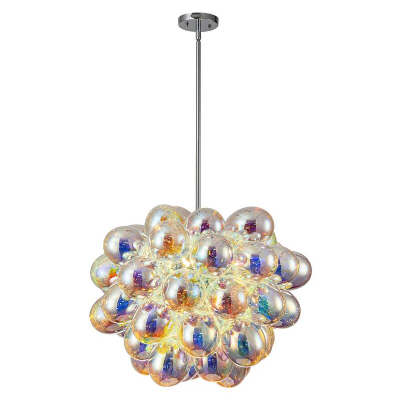 6-Light Glam Sputnik Cluster Glass Globe Bubble Chandelier with Iridescent Accents