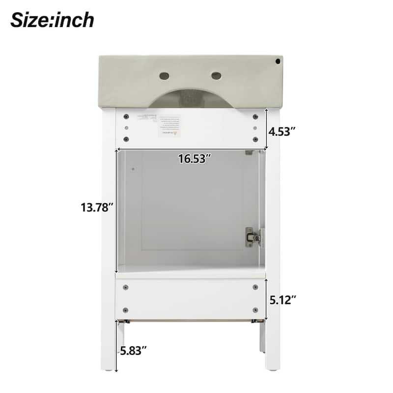 20.28'' Black Modern Bathroom Vanity with Ceramic Sink, Solid Wood Frame and Drawer