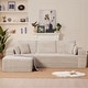preview thumbnail 39 of 48, 102.76" Corduroy Cloudy L Shaped Sofa with Headrests Beige