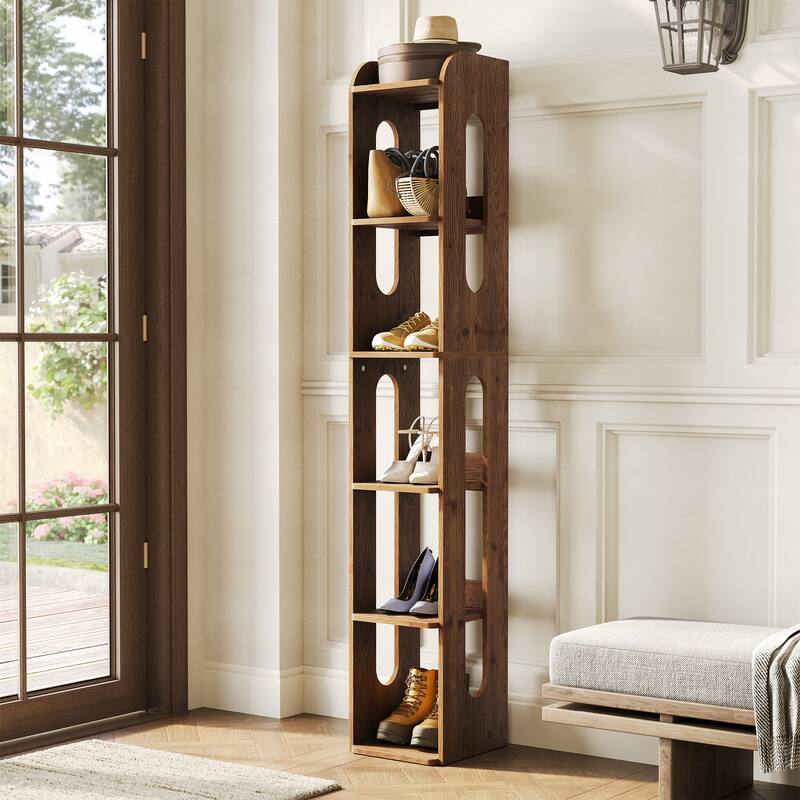 Solid Wood Shoe Rack, Storage Freestanding Shoe Organizer, Entryway Hallway Closet Living Room Shoe Shelf - Brown