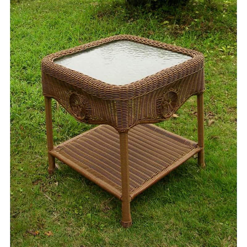 Riviera 18-inch Resin Wicker Side Table - Mocha