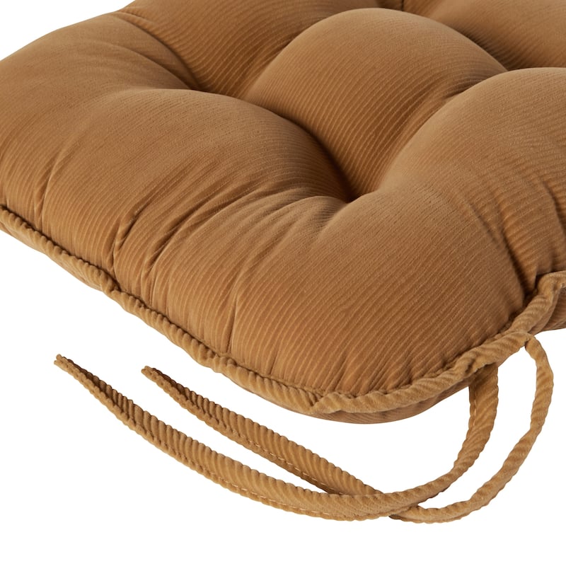 Khaki 2-Piece Reversible Corduroy Jumbo Rocking Chair Cushion Set