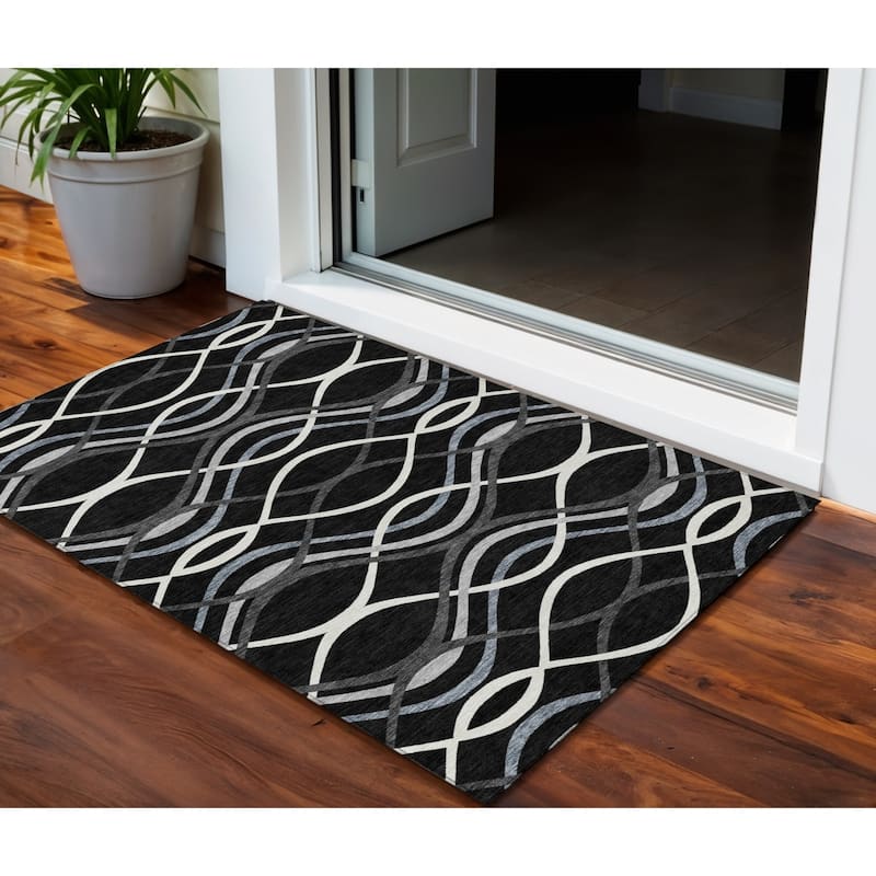 HomeRoots Abstract Transitional Rectangle Outdoor Rug - 3' x 5'