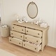 preview thumbnail 12 of 26, Modern Wood Dresser with Golden Ring Handles, Antique White Storage Organizer for Living Room Entryway