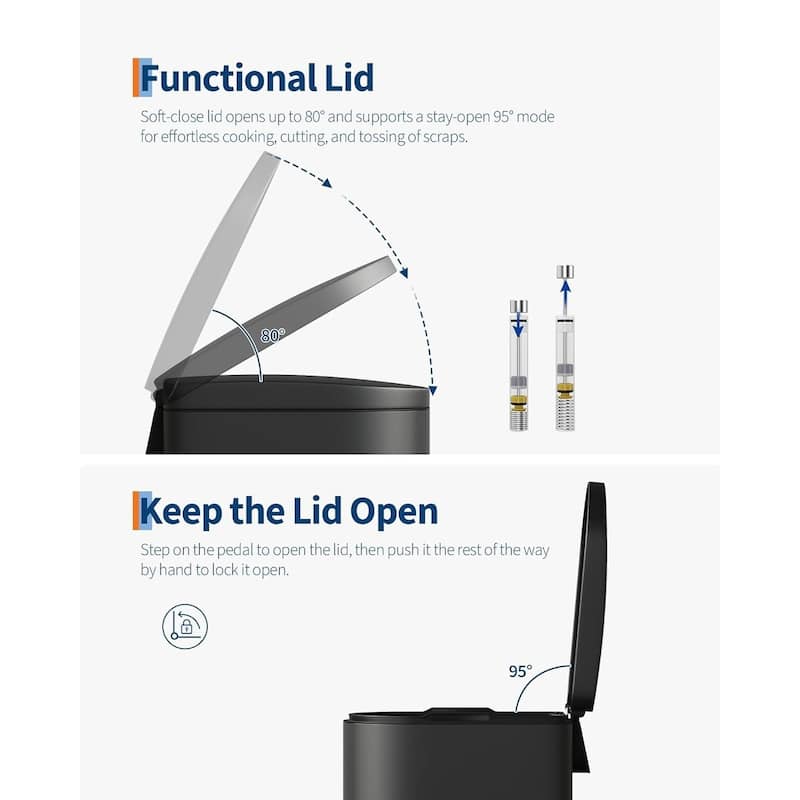 2.6 Gallon/10 Liter Slim Trash Can, with Removable Inner Bucket