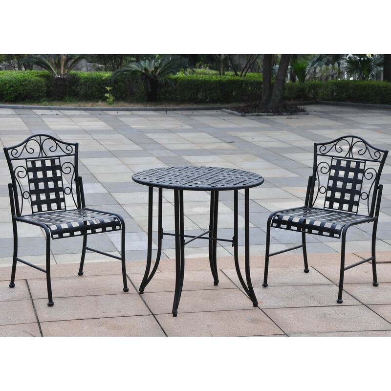 Mandalay 3-Piece Iron Patio Bistro Set - Antique Black