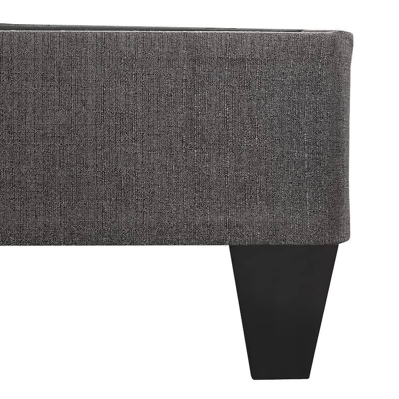 Tamy 13 Inch Queen Size Platform Bed Frame, Wood Base, Dark Gray Linen