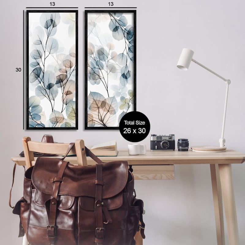 Stupell Elegant Abstract Botanical Plant Leaves Pattern Collage Framed 2 Piece Wall Art - Brown
