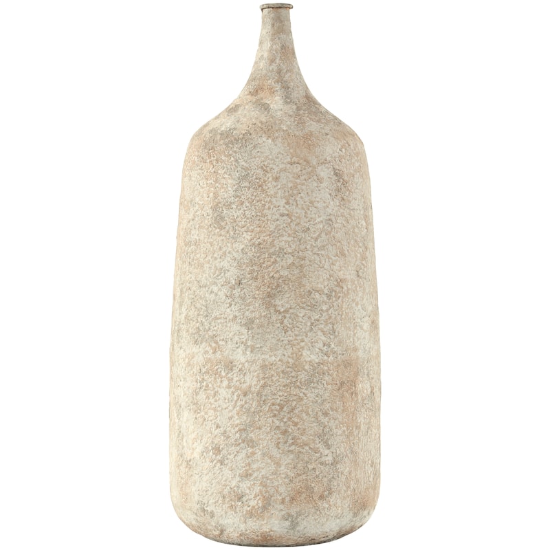 Beige Metal Handmade Antique Style Distressed Vase