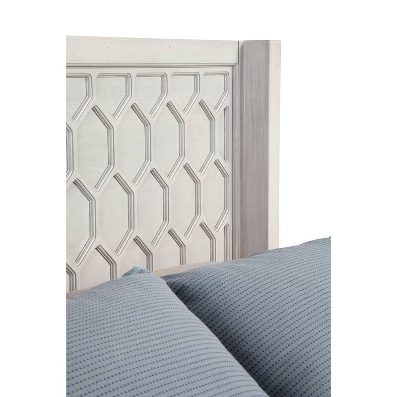 Full Size Bed with Panel Headboard - Light Grey Finish - Modern Bedroom Furniture