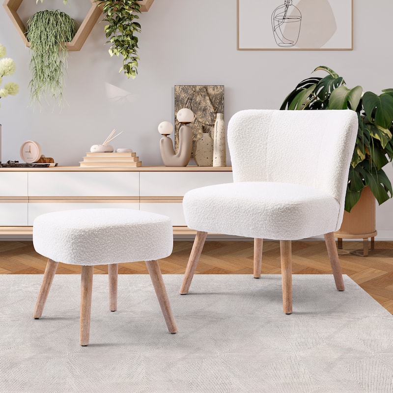 Boucle Polyester Upholstered Living Room Set - Stain Resistant (2-Piece Set)