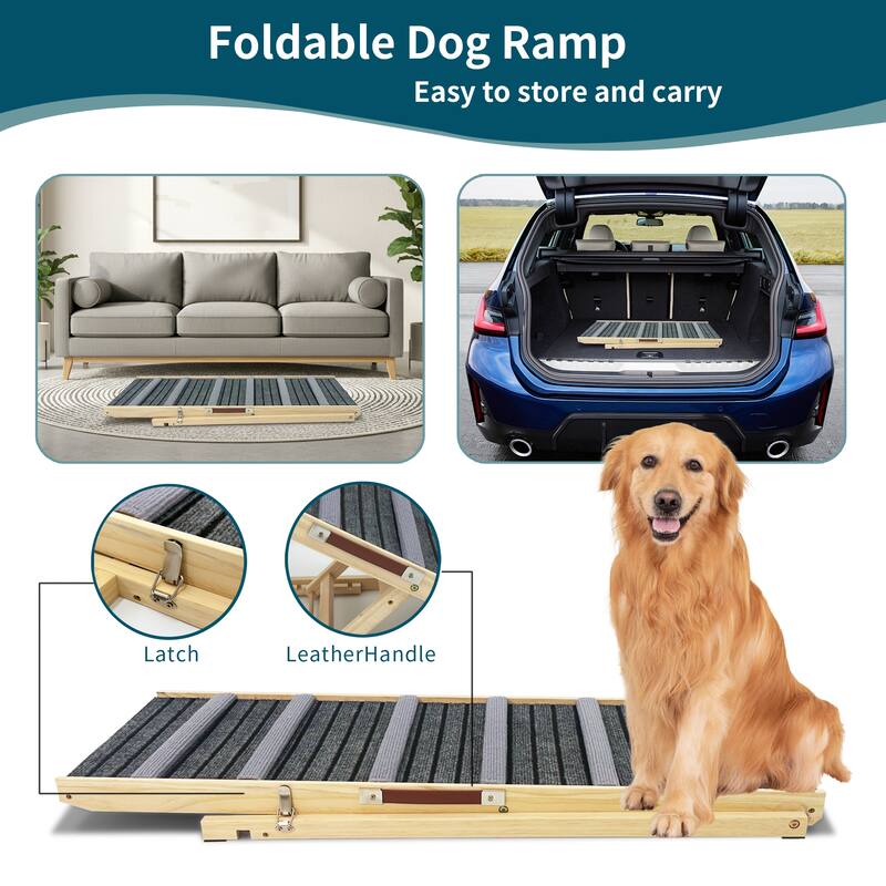 Dog Ramp for Couch, Small Dog Ramp for Sofa, 6 Adjustable Height from 14"to 25", Portable Stable Pet Steps with Non-Slip Pad