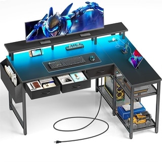 L Shaped Desk with Storage Drawers and Shelves - Bed Bath & Beyond ...