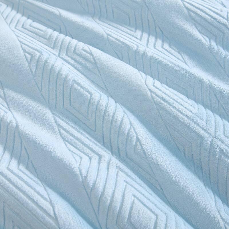 Wrangler Diamond Textured Embossed Plush Comforter Set Soft Reversible (Blue)