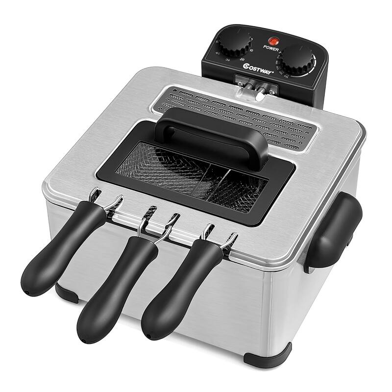 Costway Electric Deep Fryer 3.2/5.3 QT/12/21-Cup Stainless Steel 1700W