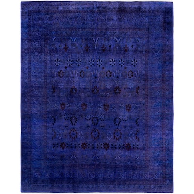Overdyed One-of-a-Kind Hand-Knotted Area Rug - Purple - 8' 1" x 10' 1"