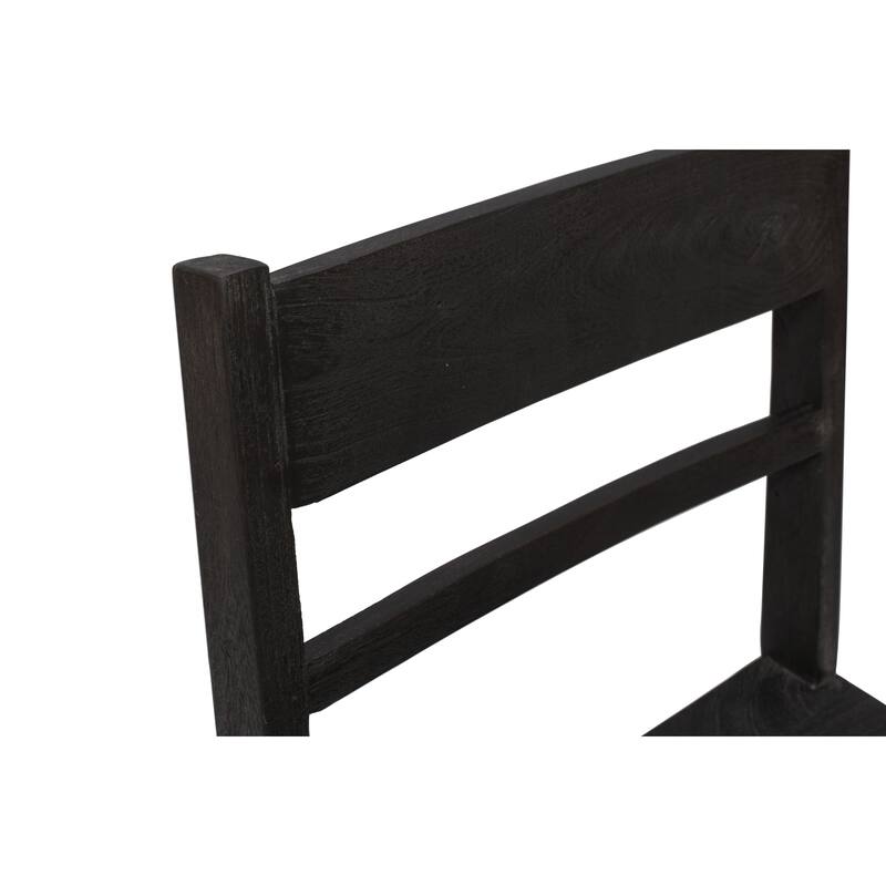 HomeRoots Set of Two Dark Gray Wood Ladder Back Dining Side Chairs