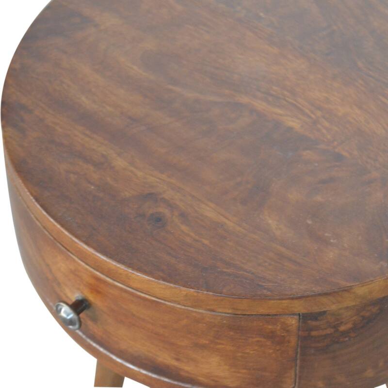 Contemporary Design Drawer Circular Nightstand,Durable And Sturdy