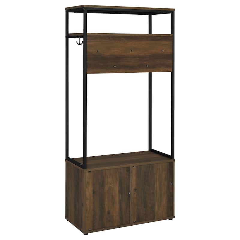 Quincy 2-Door Hall Tree Dark Pine And Black