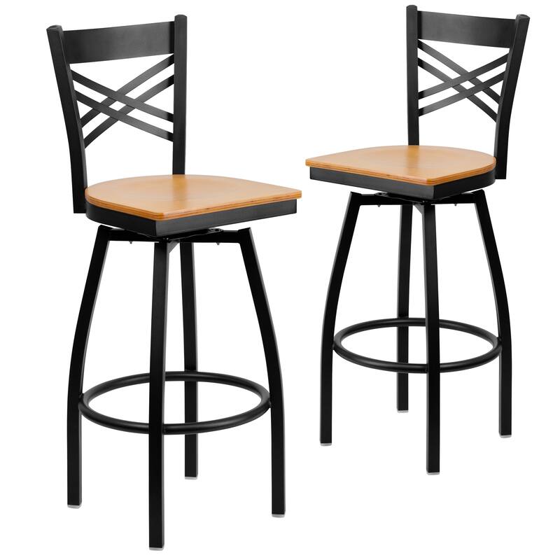 2 Pack ''X'' Back Swivel Metal Barstool - 16.5"W x 20.5"D x 44.5"H - 16.5"W x 20.5"D x 44.5"H