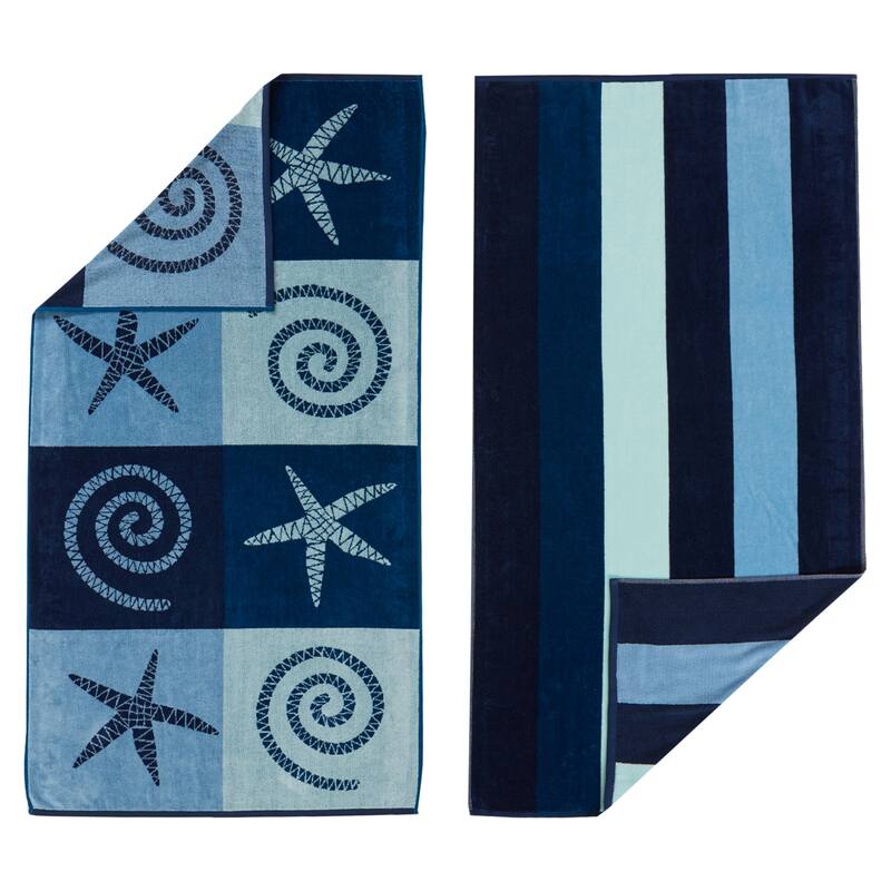 Linery & Co. 100% Cotton Jacquard 2 Pack Summer Beach Towels