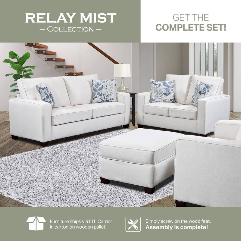 American Furniture Classics Model 3225-11 Relay Mist Sofa Sleeper with Two Throw Pillows