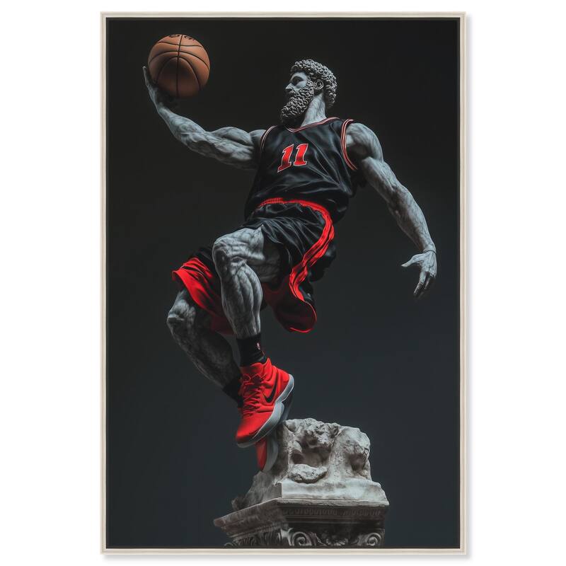 Basketball Sculpture Canvas by Art Remedy - Silver - 36" x 54"